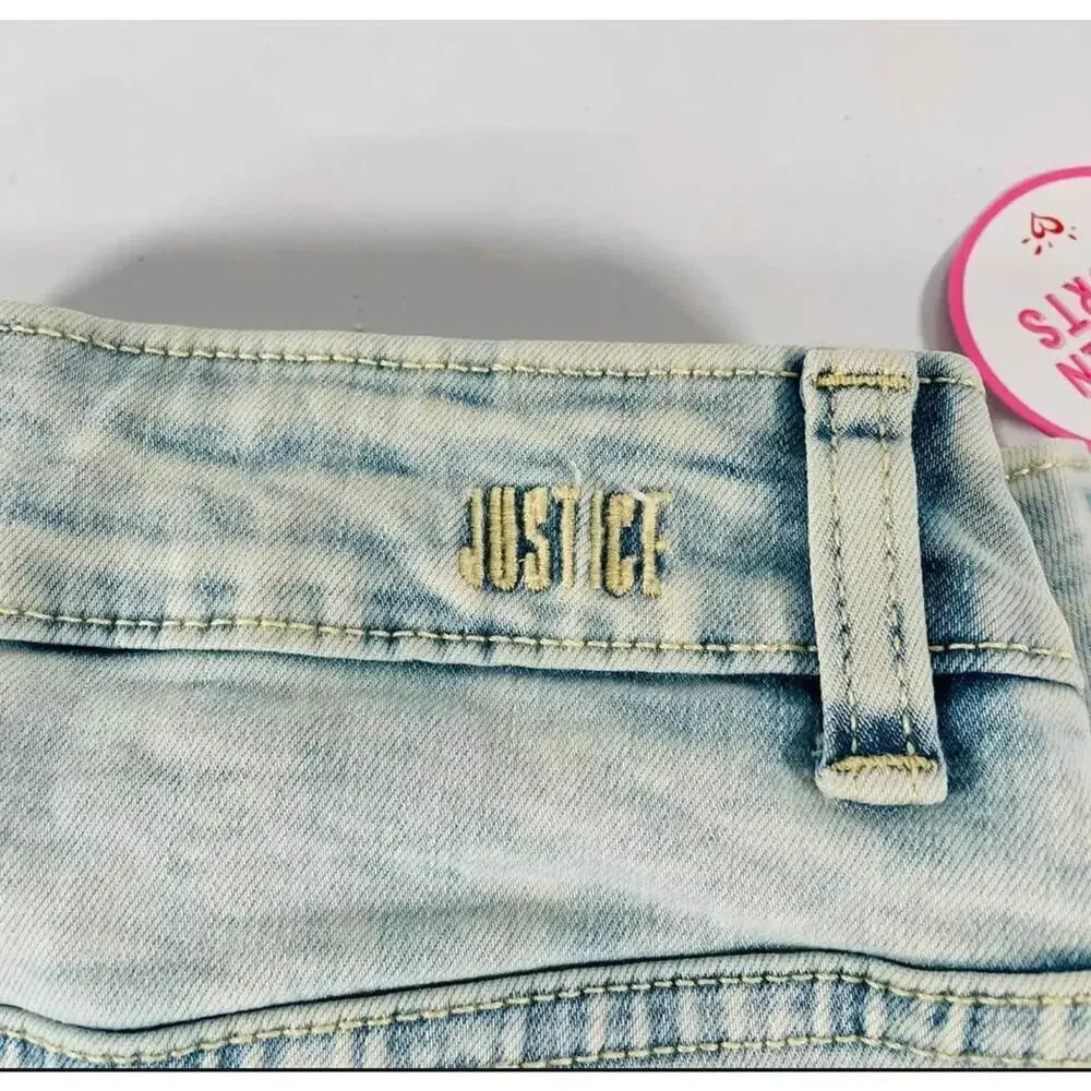 JUSTICE Girls High Waist Button Fly Denim Shorts Size 18 NEW!